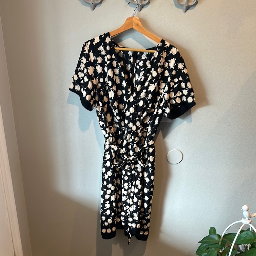 Ann Taylor Black and Cream Floral Mini Dress